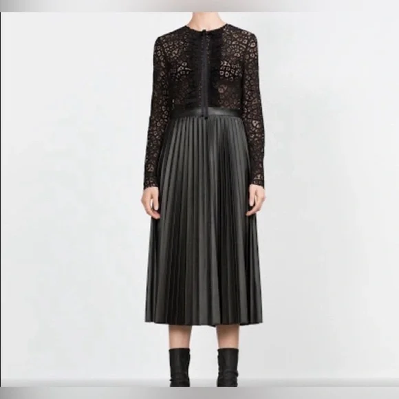 green emerald velvet dress Zora Lace Trim Leather Dress - Black 10 main image 0